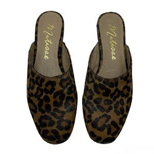 Matisse Zip it Leopard Print Leather Slide Sandals Size 6 M